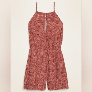 Old Navy Polka Dot Orange Sleeveless Surplice-Back Romper Size XXL